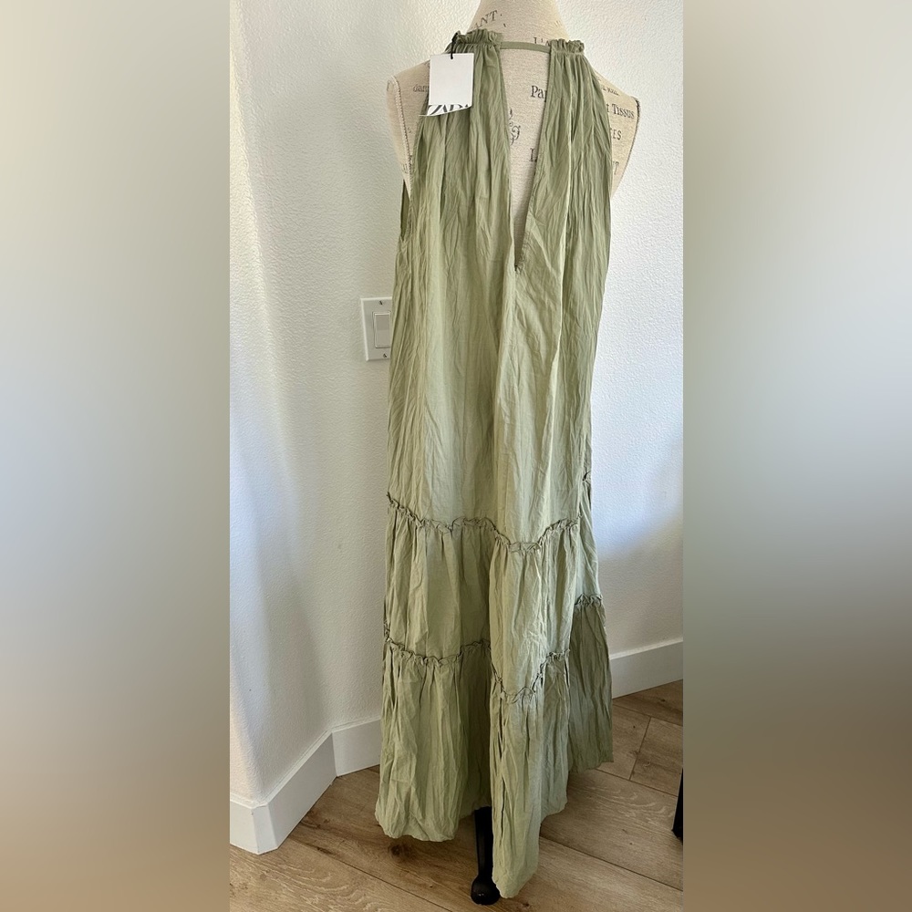 NWT Zara Green Summer beach Maxi Dress